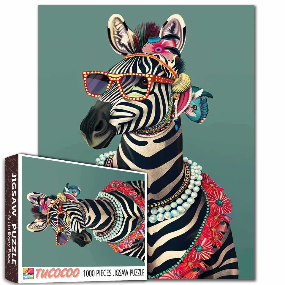tucocoo-fashionable-zebra-puzzle-1000-teile-tierportrait image 1