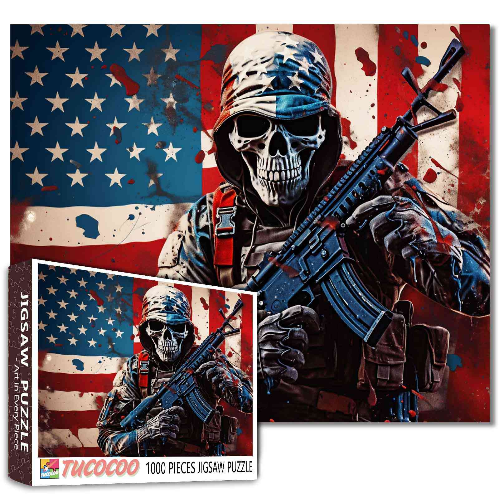 tucocoo-patriotic-skull-warrior-puzzle-1000-teile-totenkopf image 1