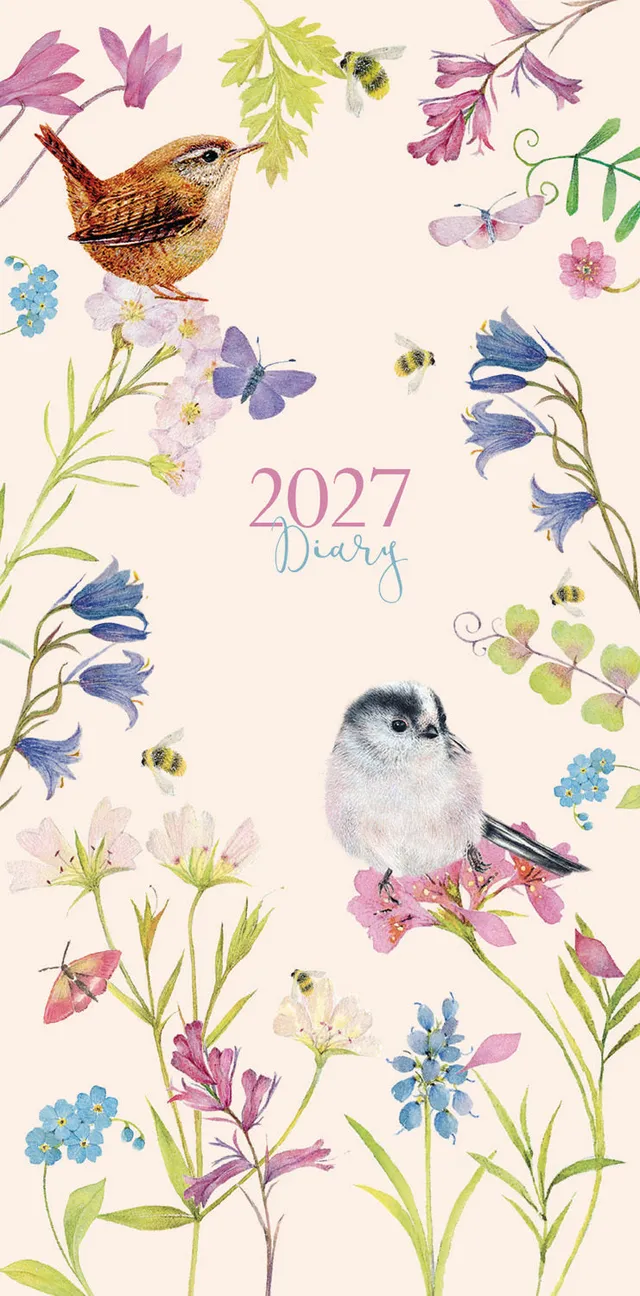 otter-house-bird-floral-slim-diary-2027-terminkalender image 1