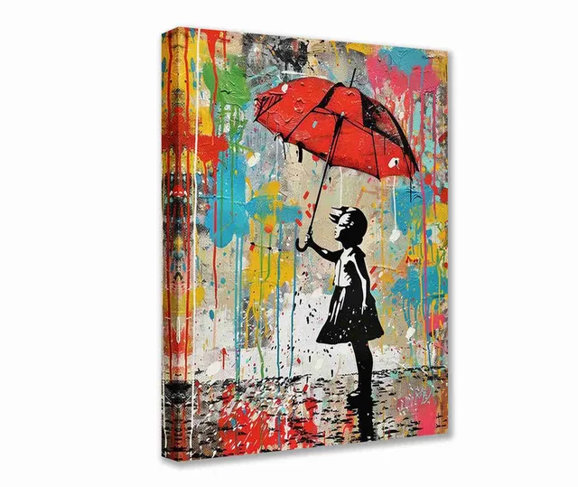 tucocoo-canvas-wall-art-m-dchen-rotem-regenschirm-leinwandbild-40x50cm image 1