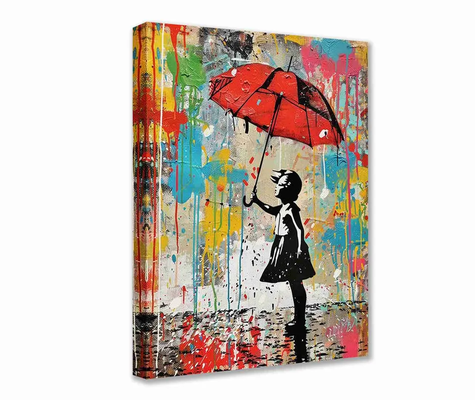 tucocoo-canvas-wall-art-m-dchen-rotem-regenschirm-leinwandbild-40x50cm image 1