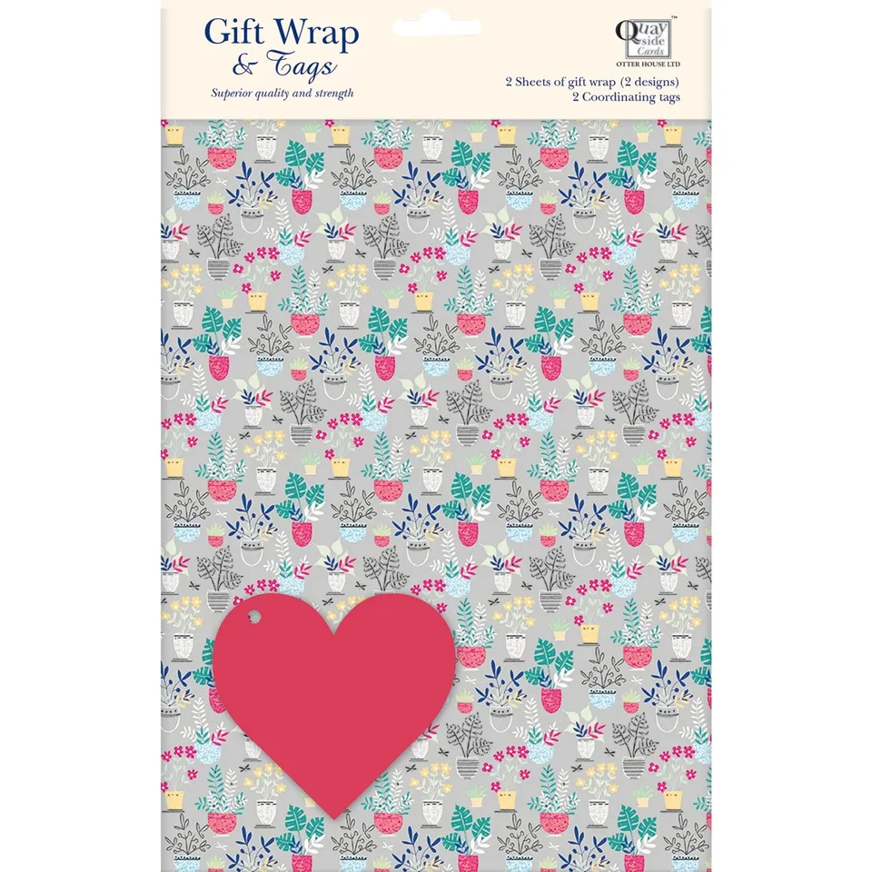 otter-house-grey-botanical-geschenkpapier-2-bogen-tags image 1