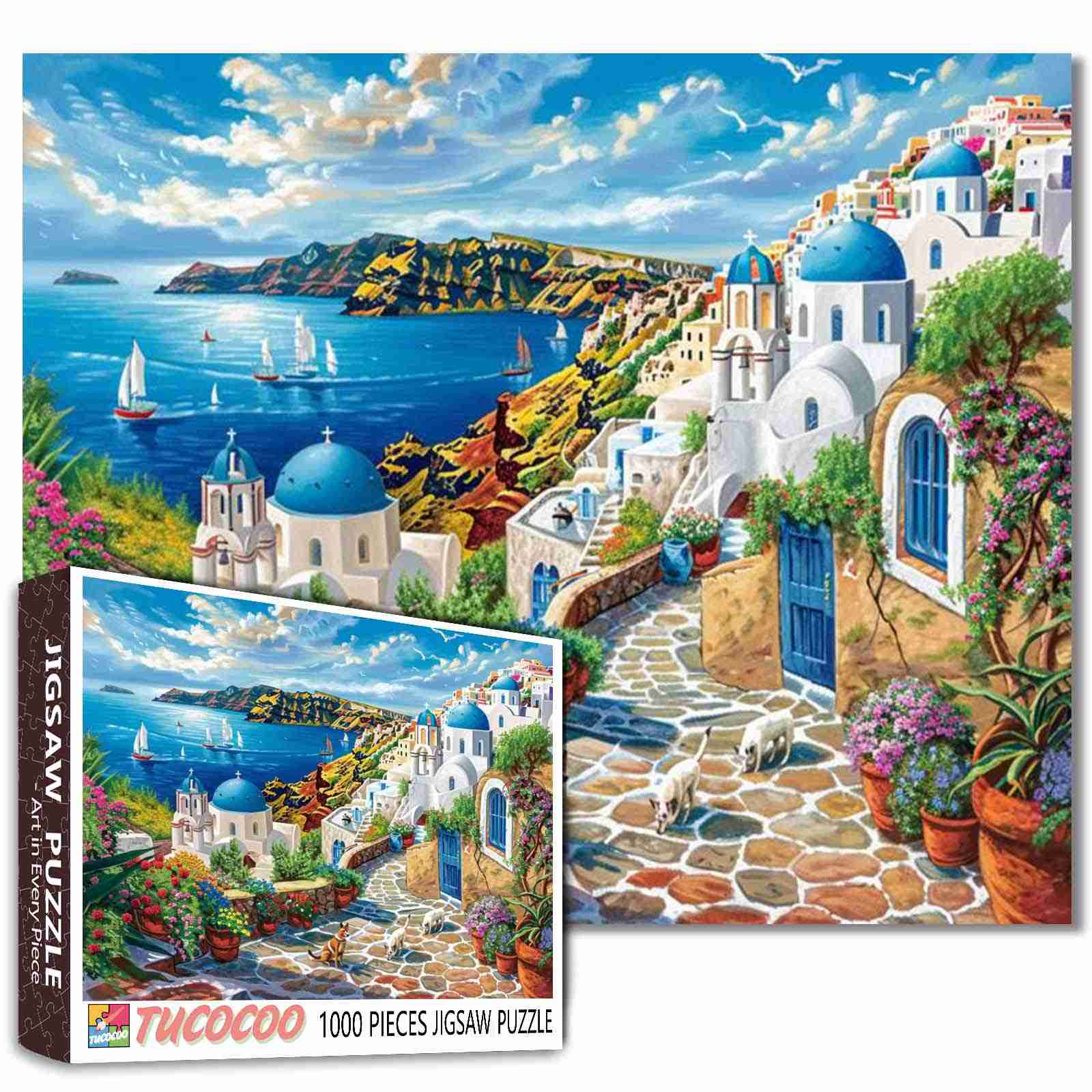 tucocoo-jigsaw-santorini-puzzle-1000-teile-landschaft-wei image 1