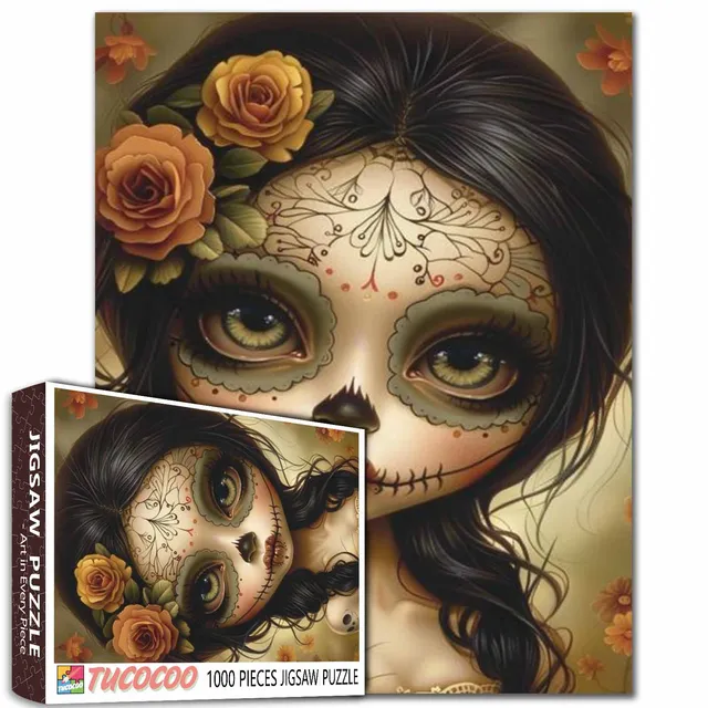 tucocoo-sugar-skull-girl-puzzle-1000-teile-rosen image 1