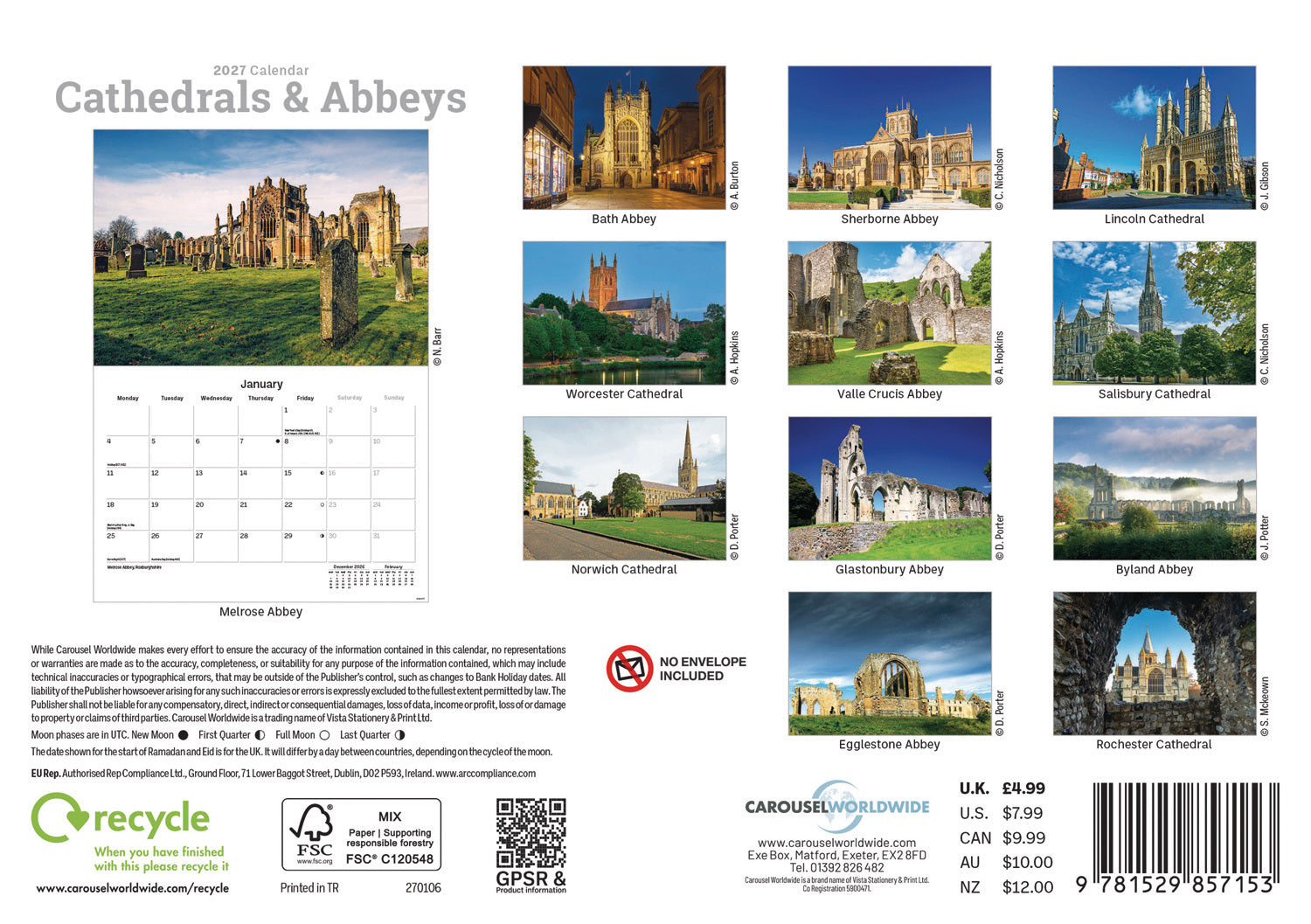 otter-house-cathedrals-and-abbeys-a5-kalender-2027-kirchen image 2