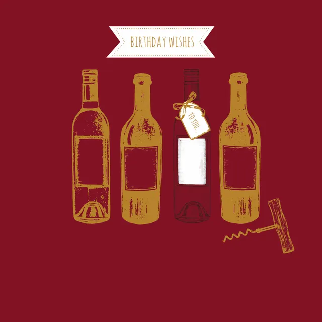 otter-house-greetings-cards-feuille-d-or-wine-bottles-karte-goldfolie image 1