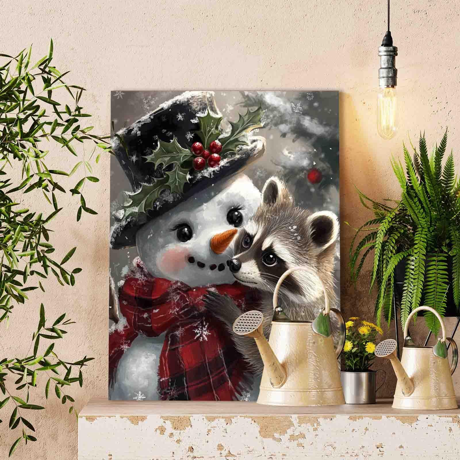 tucocoo-raccoon-hug-snowman-malen-nach-zahlen-40x50-ohne-rahmen image 2