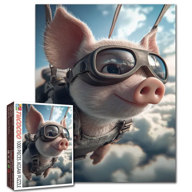 tucocoo-skydiving-pig-adventure-puzzle-1000-teile-tiere image 1