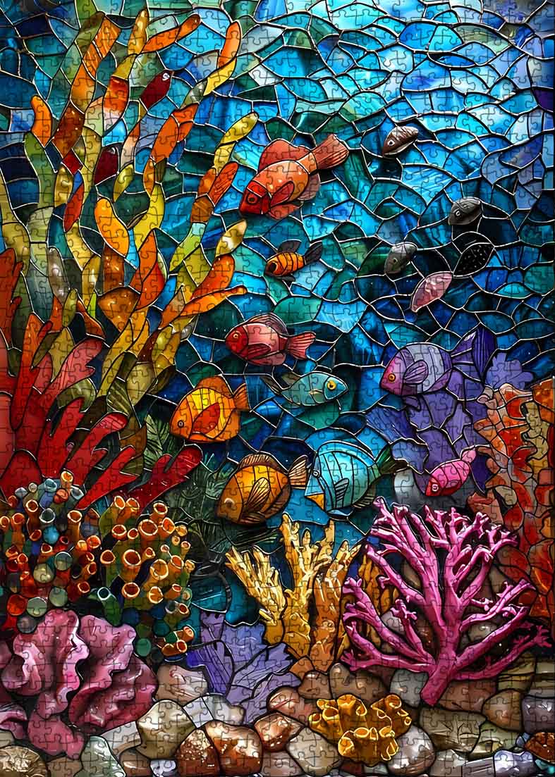 tucocoo-jigsaw-puzzles-underwater-world-stained-glass-puzzle-1000-teile image 2