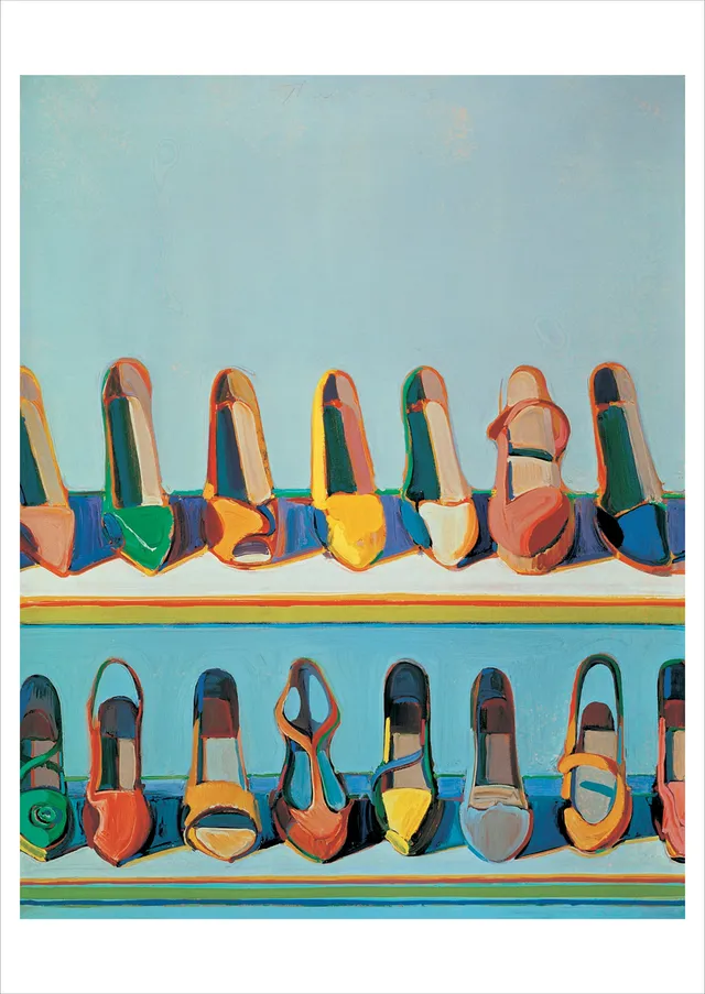 pomegranate-postcards-wayne-thiebaud-postkarte-shoe-rows-1975 image 1