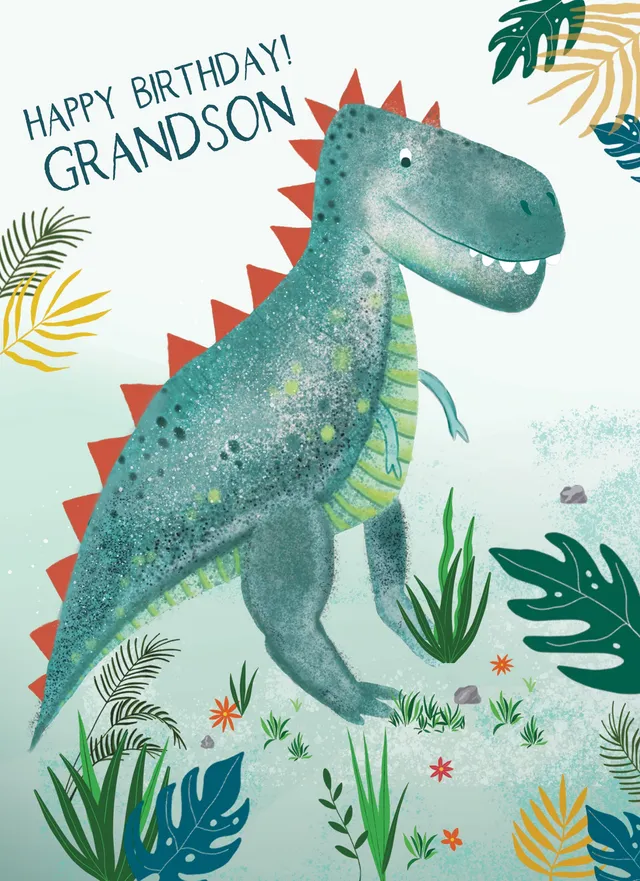 otter-house-family-circle-geburtstagskarte-enkel-dinosaurier image 1