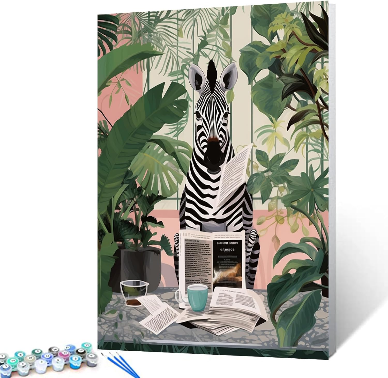tucocoo-paint-by-numbers-zebra-lesend-malen-nach-zahlen-40x50 image 1