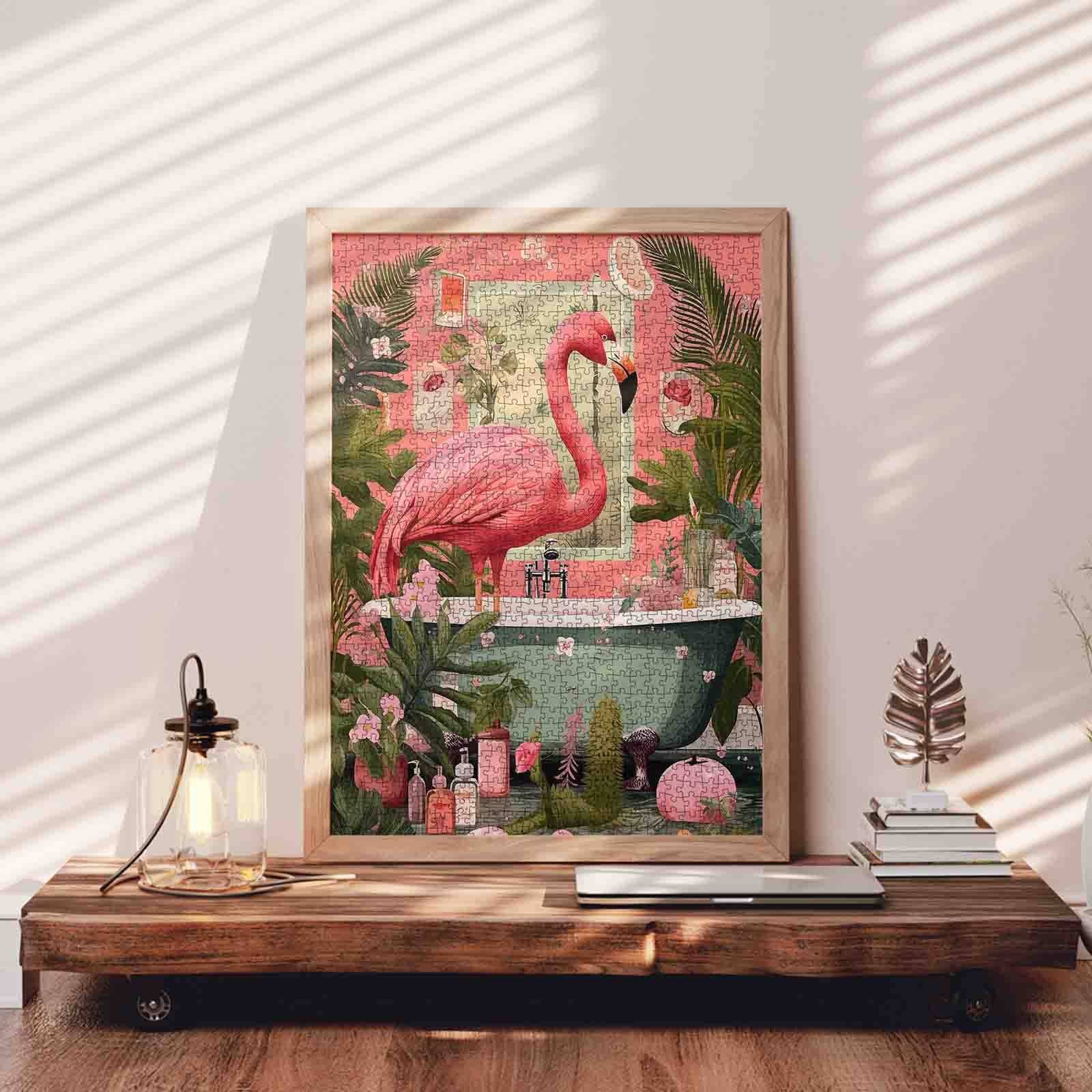 tucocoo-jigsaw-puzzles-flamingo-in-tropical-bathroom-puzzle-1000-teile image 3