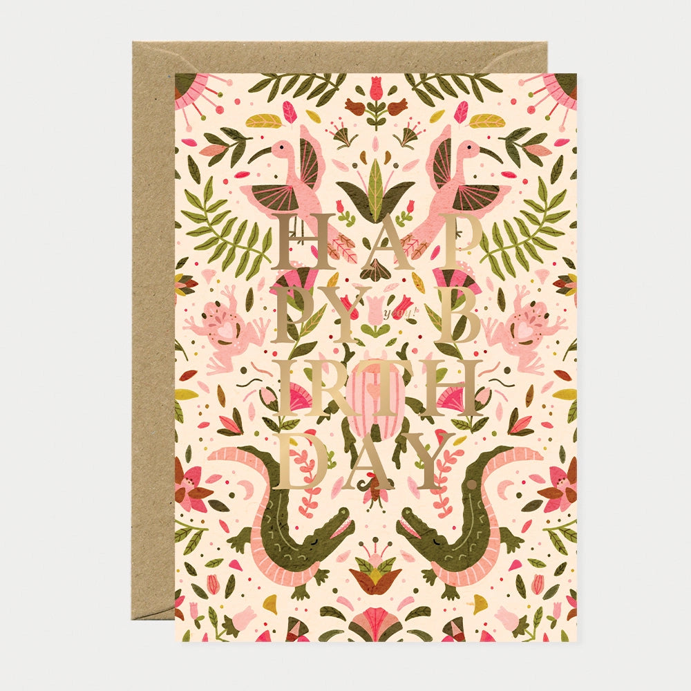 all-the-ways-to-say-happy-birthday-pink-croco-karte-a6-krokodil image 1