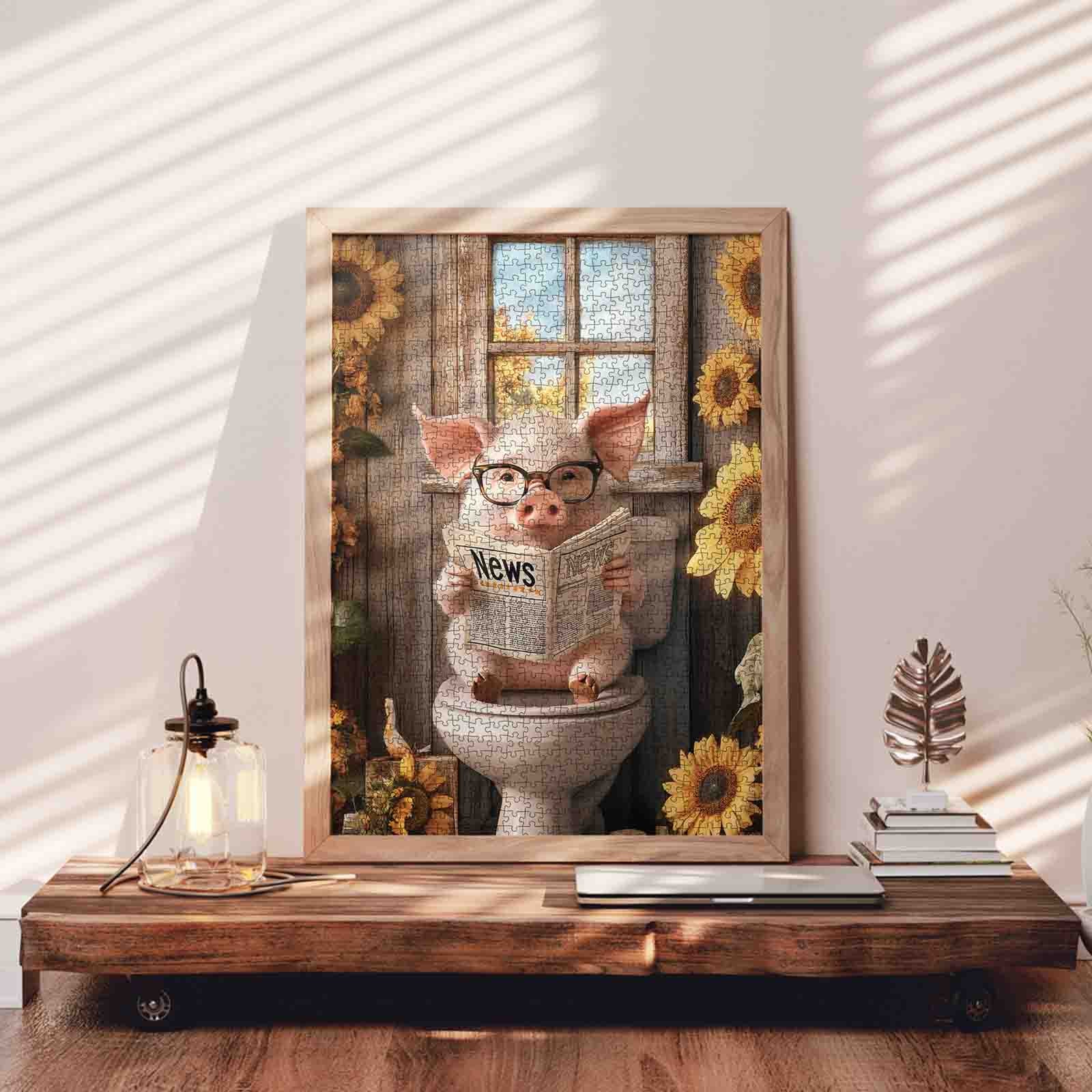 tucocoo-reading-pig-funny-bathroom-puzzle-1000-teile-schwein image 3