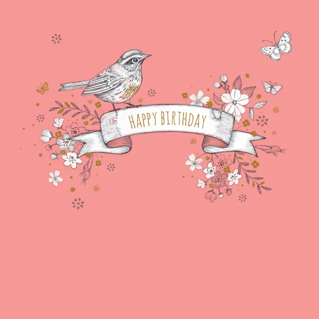 otter-house-feuille-d-or-bird-flowers-gru-karte-goldfolie-vogel image 1
