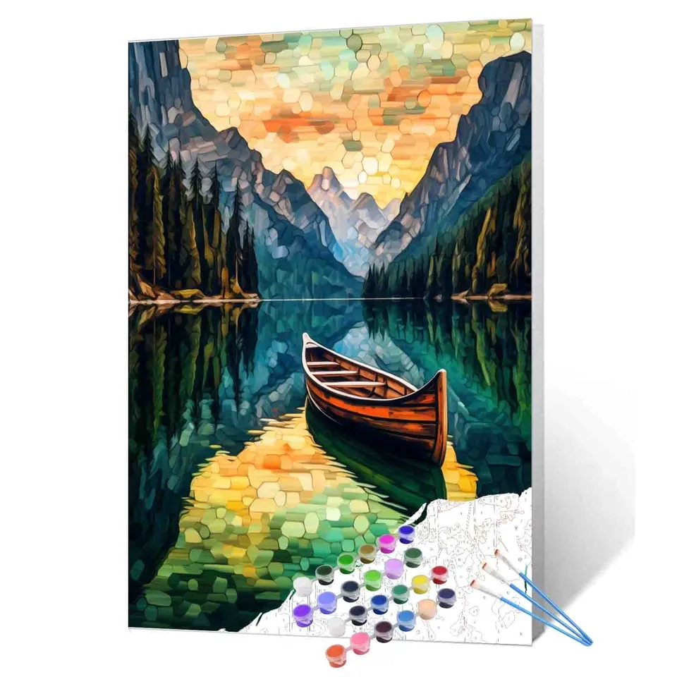tucocoo-canoe-emerald-lake-malen-nach-zahlen-40x50-see image 1