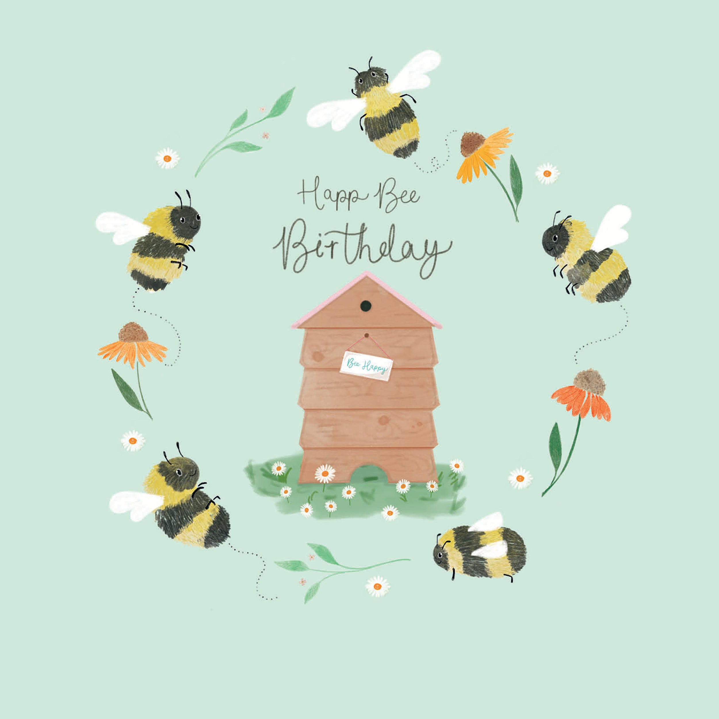 otter-house-party-animals-geburtstagskarte-bienen-blumen image 1
