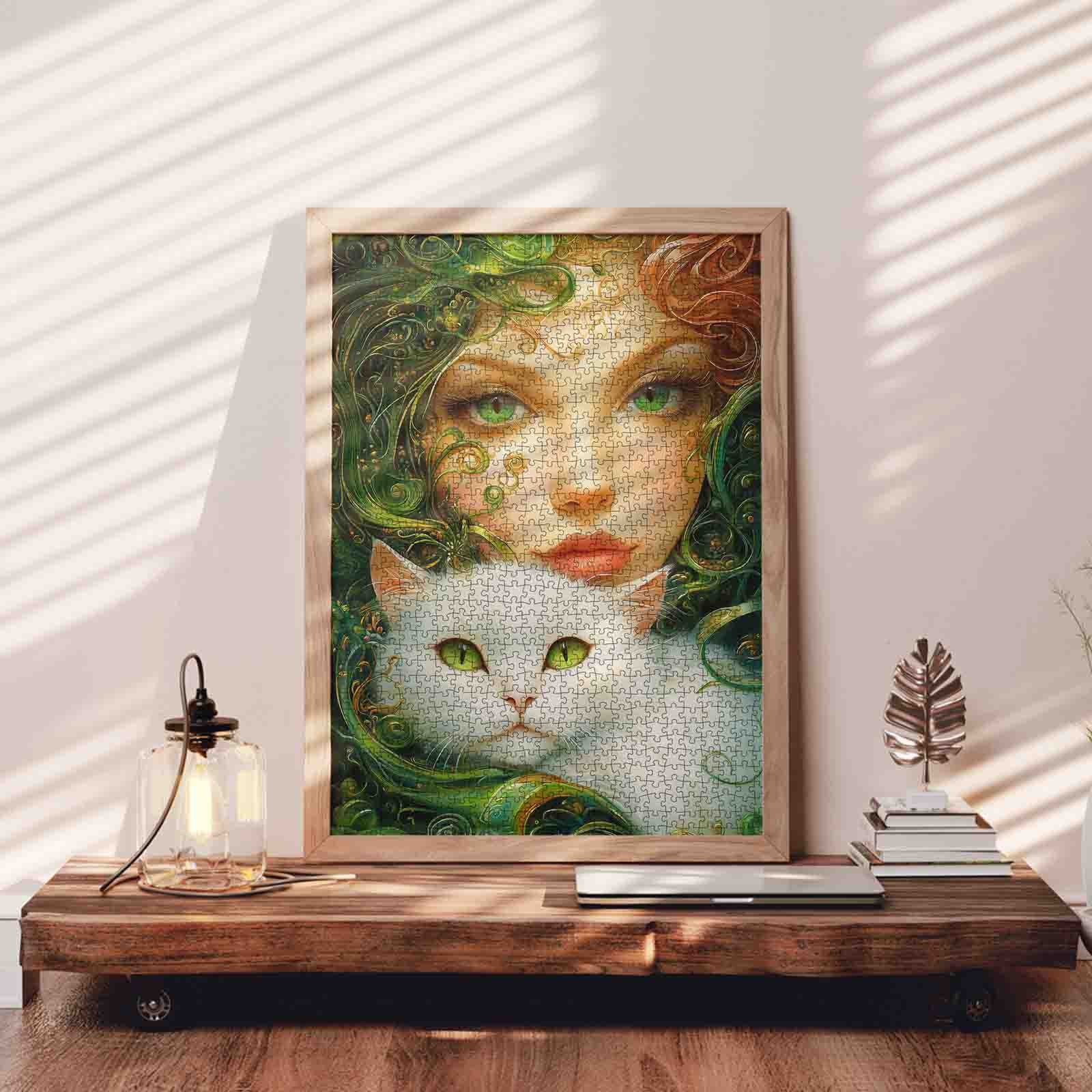 tucocoo-emerald-muse-with-white-cat-puzzle-1000-teile image 3