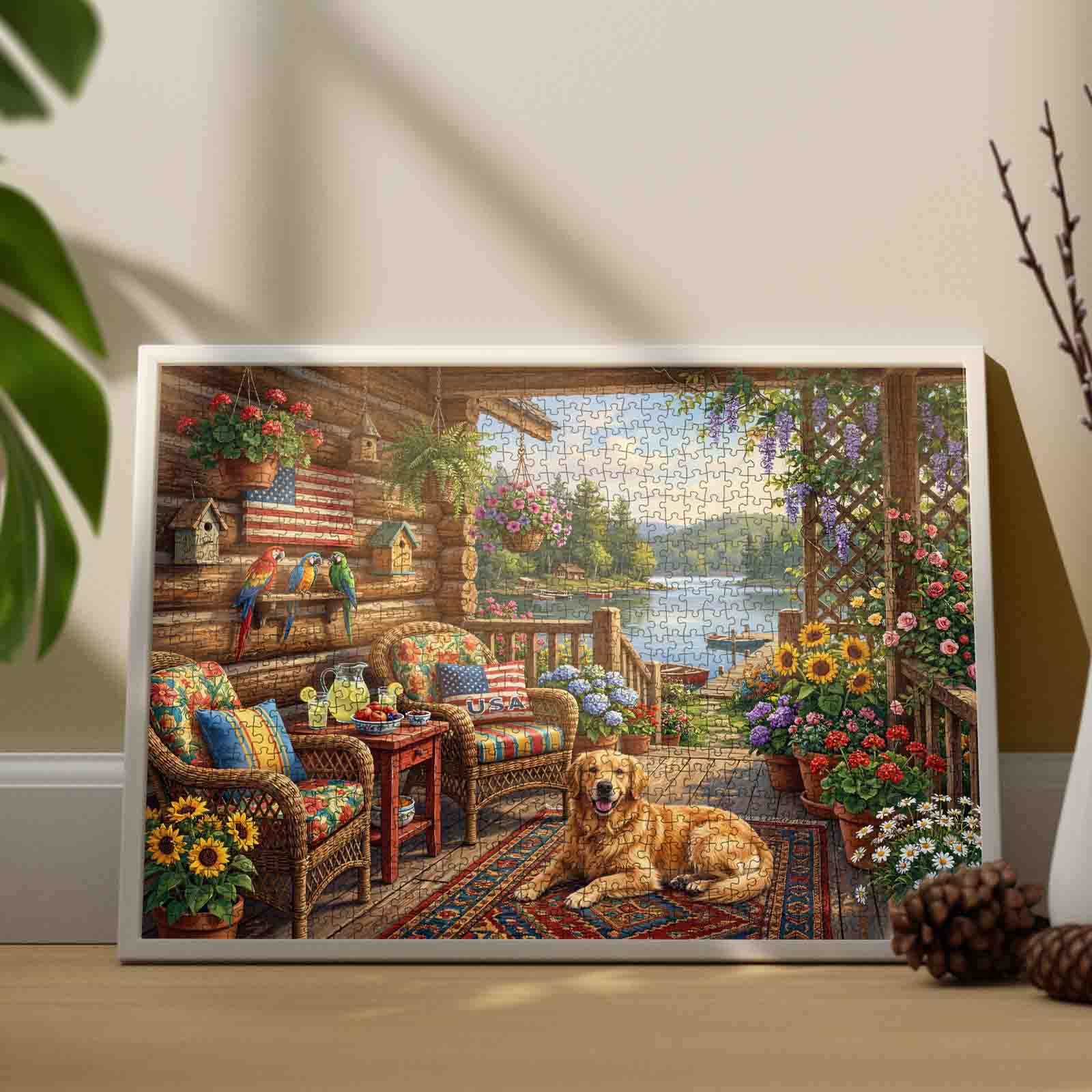 tucocoo-jigsaw-puzzles-lakeside-cabin-porch-puzzle-1000-teile image 3