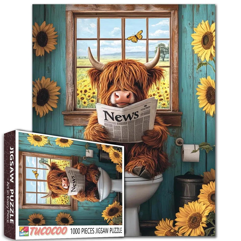 tucocoo-highland-cow-bathroom-puzzle-1000-teile-kuh image 1