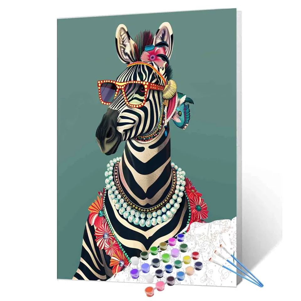 tucocoo-tropical-glam-zebra-malen-nach-zahlen-ohne-rahmen-40x50-cm image 1