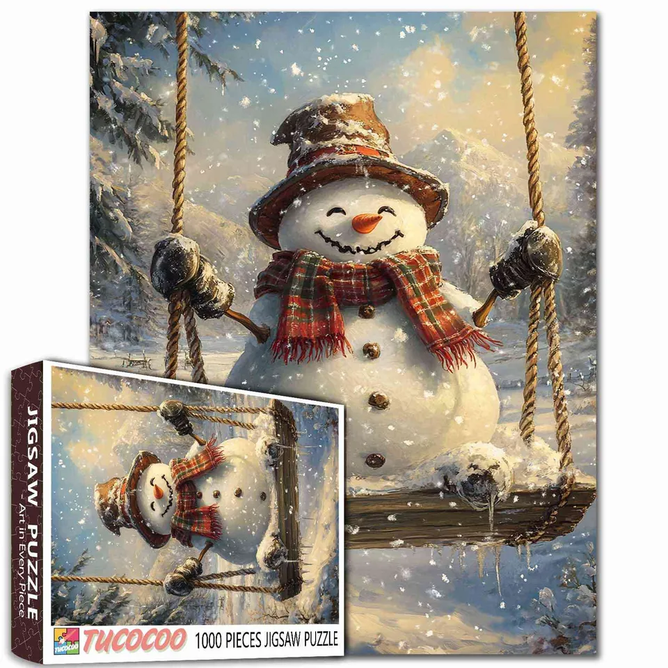 tucocoo-schaukelnder-schneemann-puzzle-1000-teile-weihnachten image 1