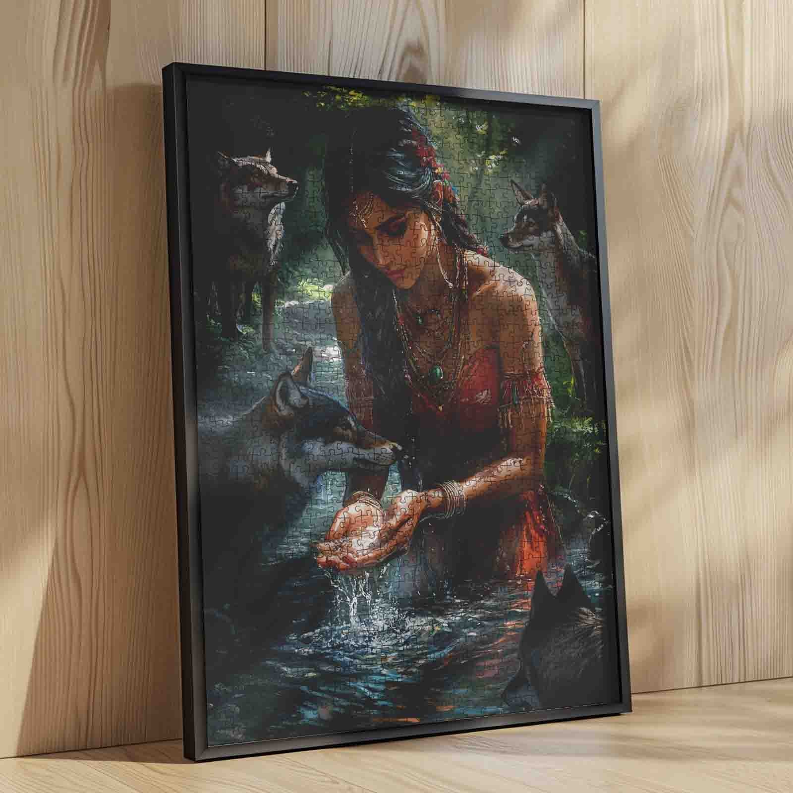 tucocoo-mystic-forest-woman-wolves-puzzle-1000-teile-wald image 4