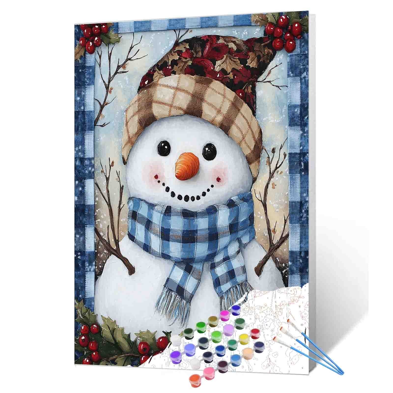 tucocoo-plaid-hat-snowman-malen-nach-zahlen-40x50-ohne-rahmen-winter image 1