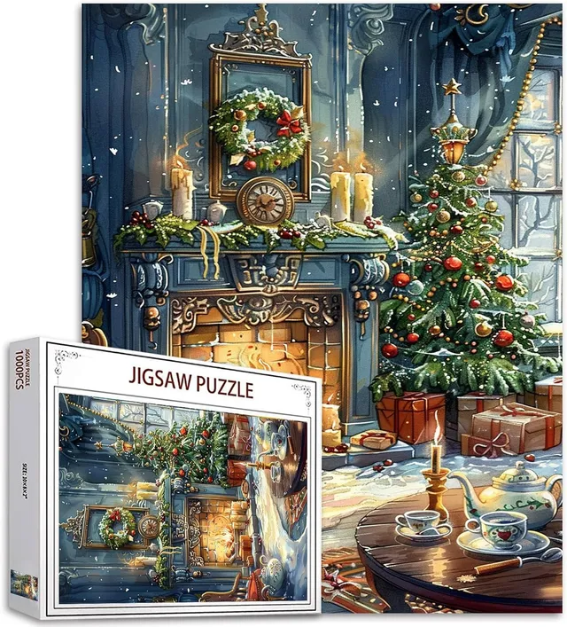 tucocoo-jigsaw-puzzles-fireplace-on-christmas-eve-puzzle-1000-teile image 1