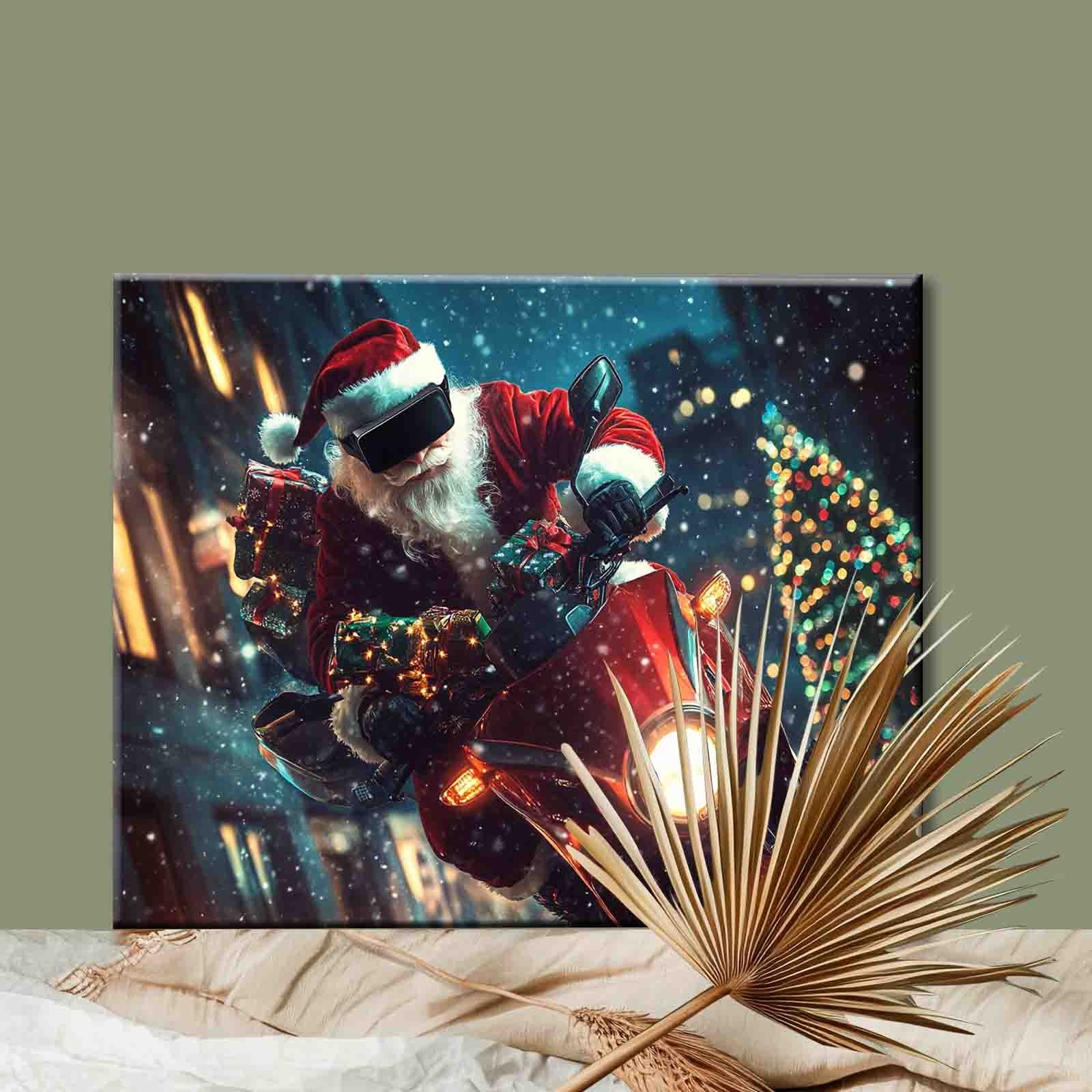tucocoo-paint-by-numbers-santa-motorrad-malen-nach-zahlen-40x50-weihnachten image 2