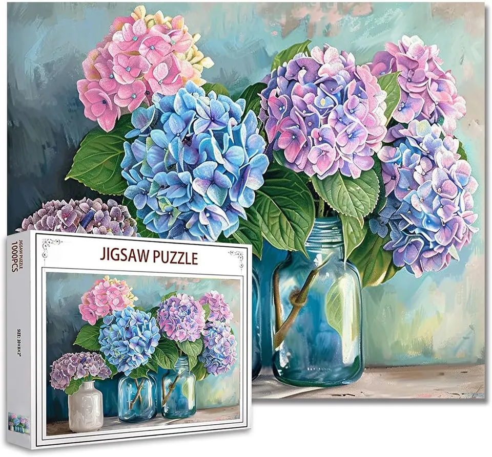 tucocoo-hydrangea-bottle-vase-puzzle-1000-teile-hortensie image 1