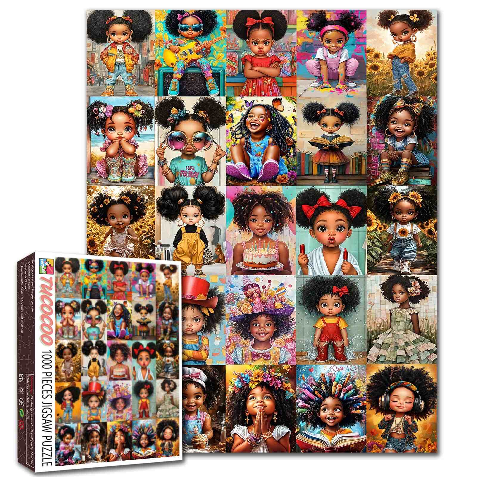 tucocoo-cute-black-girl-moments-puzzle-1000-teile-collage image 1