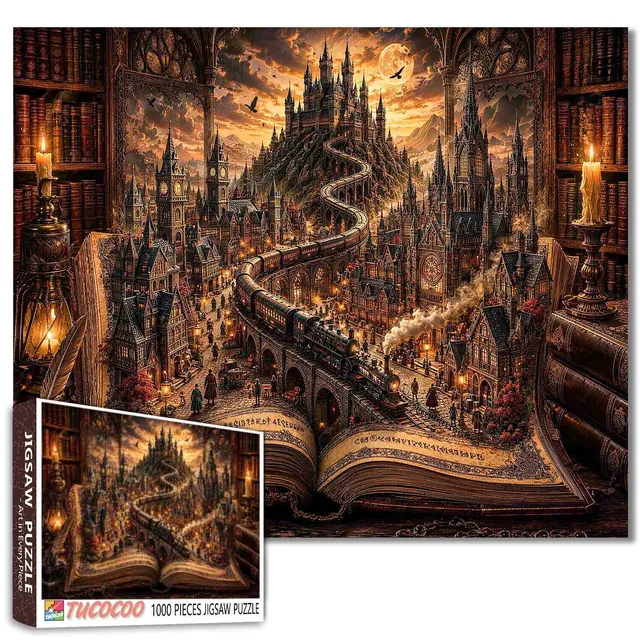 tucocoo-gothic-storybook-train-puzzle-1000-teile-landschaft image 1