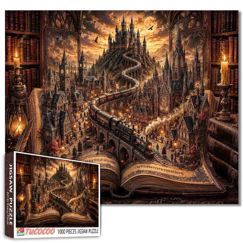 tucocoo-gothic-storybook-train-puzzle-1000-teile-landschaft image 1