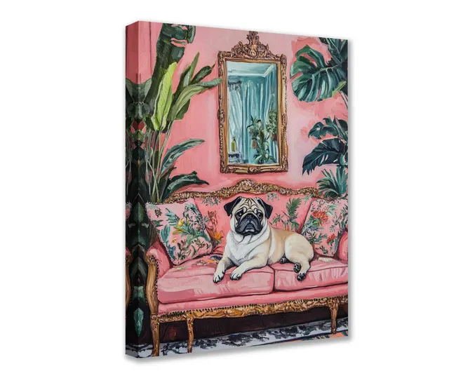 tucocoo-mops-sofa-leinwandbild-30x40cm-gerahmt-elegant image 1