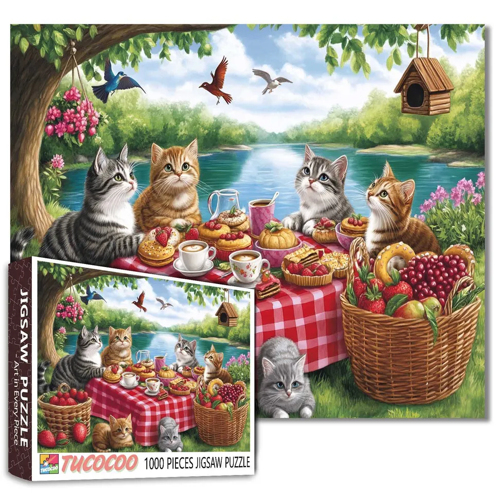 tucocoo-jigsaw-puzzles-cat-picnic-party-puzzle-1000-teile-katzen image 1