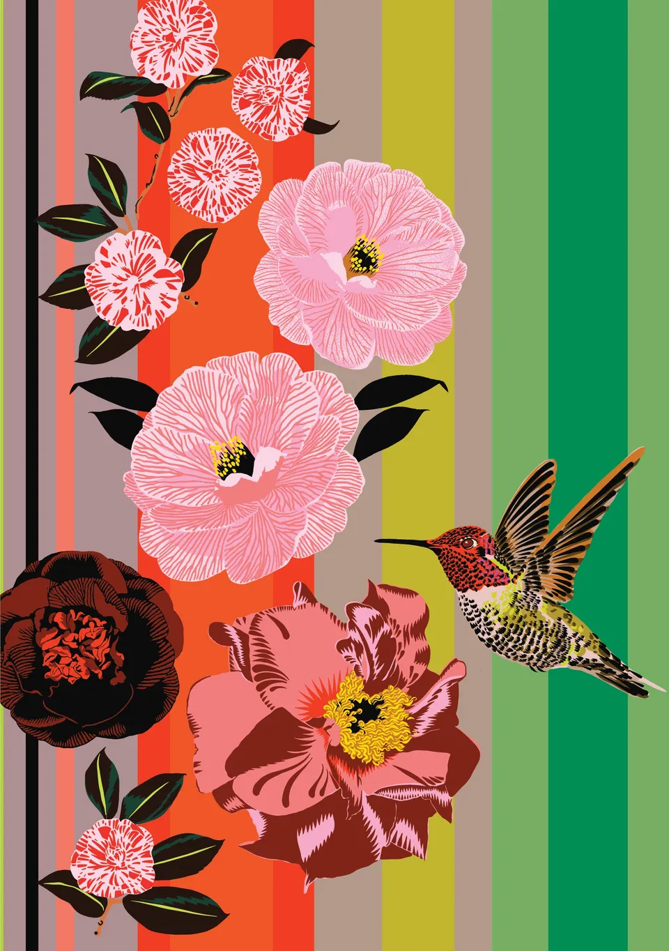 pomegranate-birthday-cards-camellia-stripe-geburtstagskarte-vogel image 1