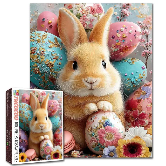 tucocoo-easter-bunny-floral-eggs-puzzle-1000-teile-ostern image 1