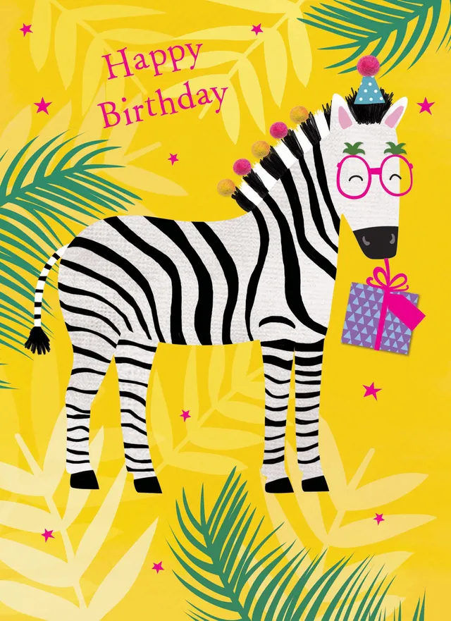 otter-house-party-zebra-gru-karte-pom-poms-tiermotiv image 1