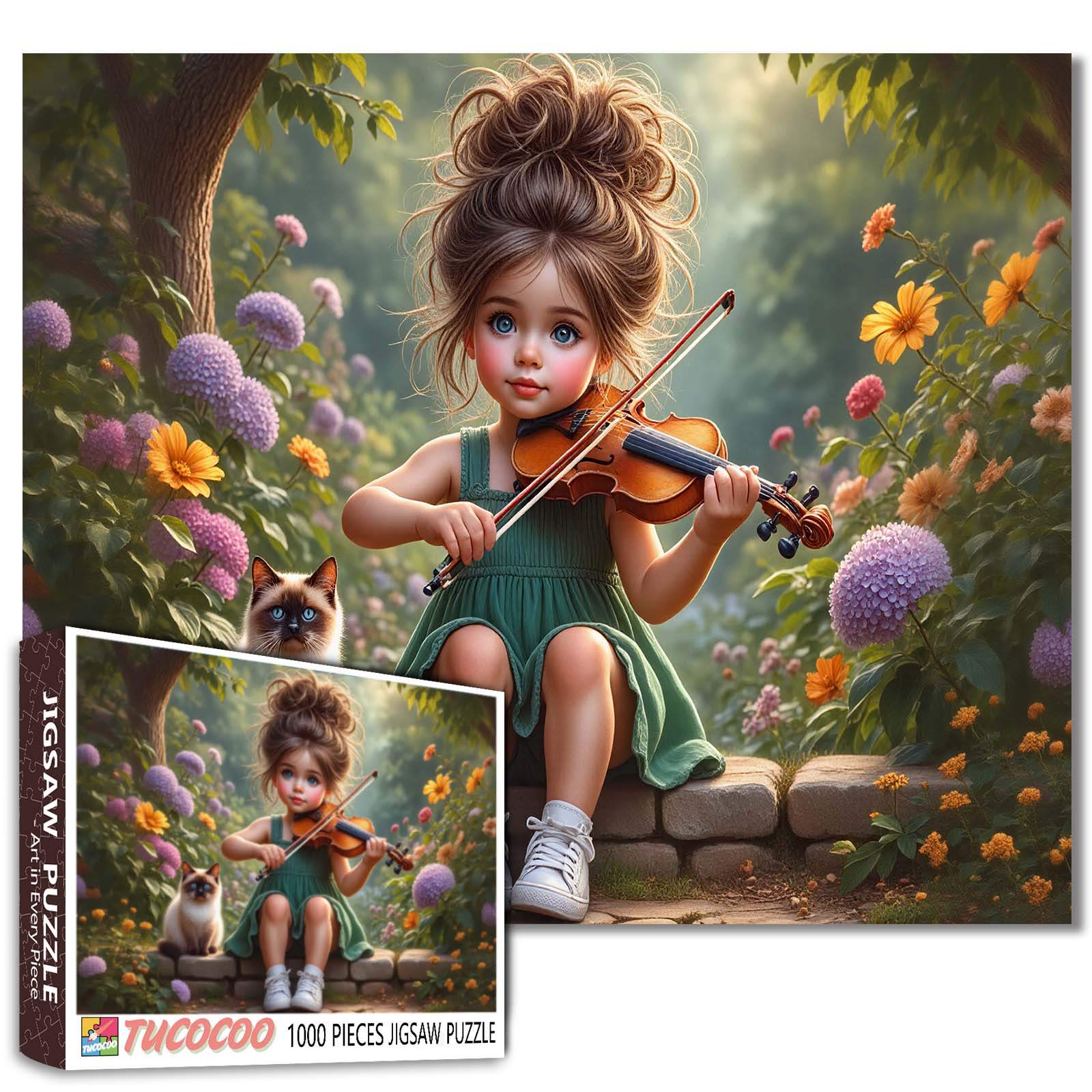 tucocoo-jigsaw-violin-girl-puzzle-1000-teile-garten image 1