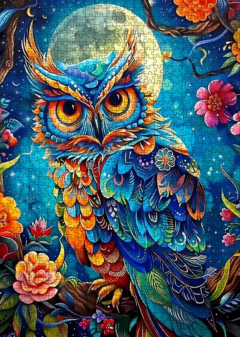 tucocoo-colorful-owl-under-moon-puzzle-1000-teile-eule image 2