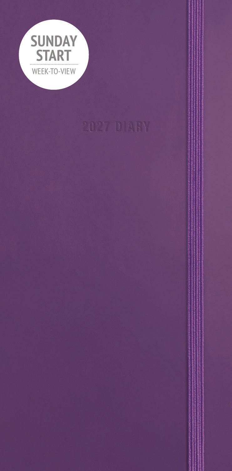 otter-house-sunday-start-purple-soft-touch-slim-diary-2027-terminkalender-lila image 1