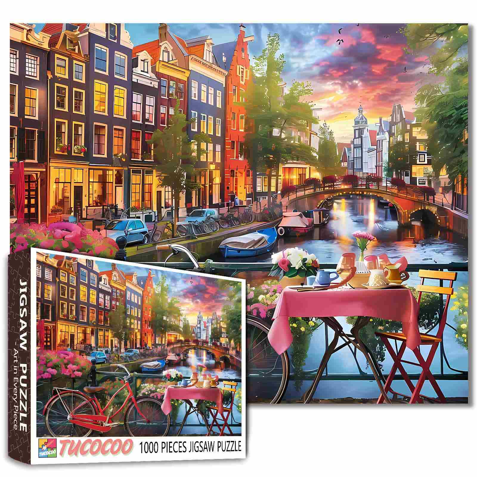 tucocoo-amsterdam-canal-puzzle-1000-teile-stadt-abend image 1