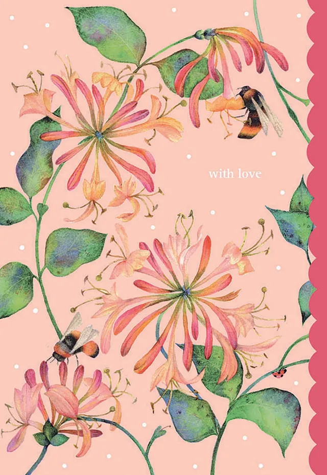 otter-house-meadow-pink-bees-gru-karte-bienen-blumen-blanko image 1
