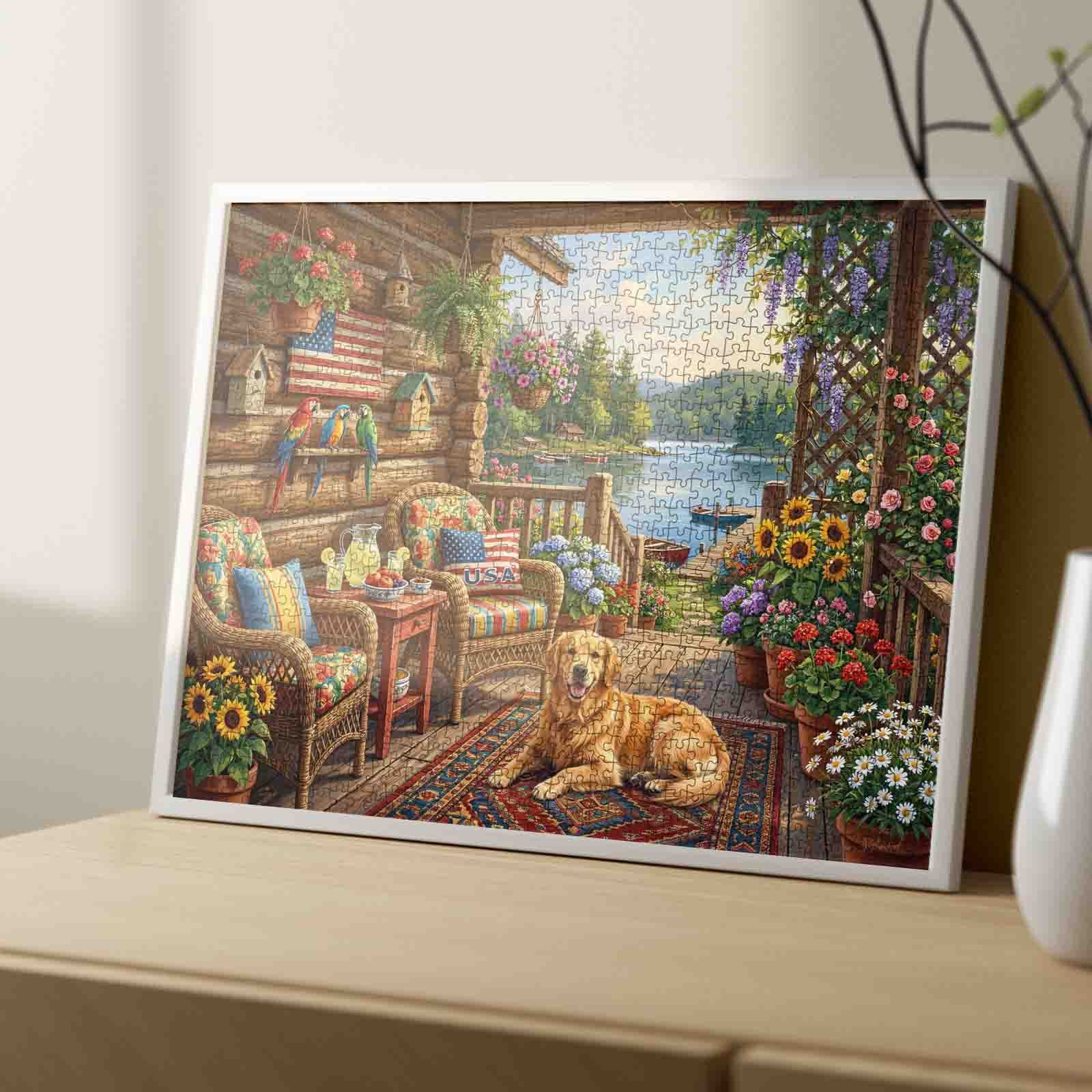tucocoo-jigsaw-puzzles-lakeside-cabin-porch-puzzle-1000-teile image 4