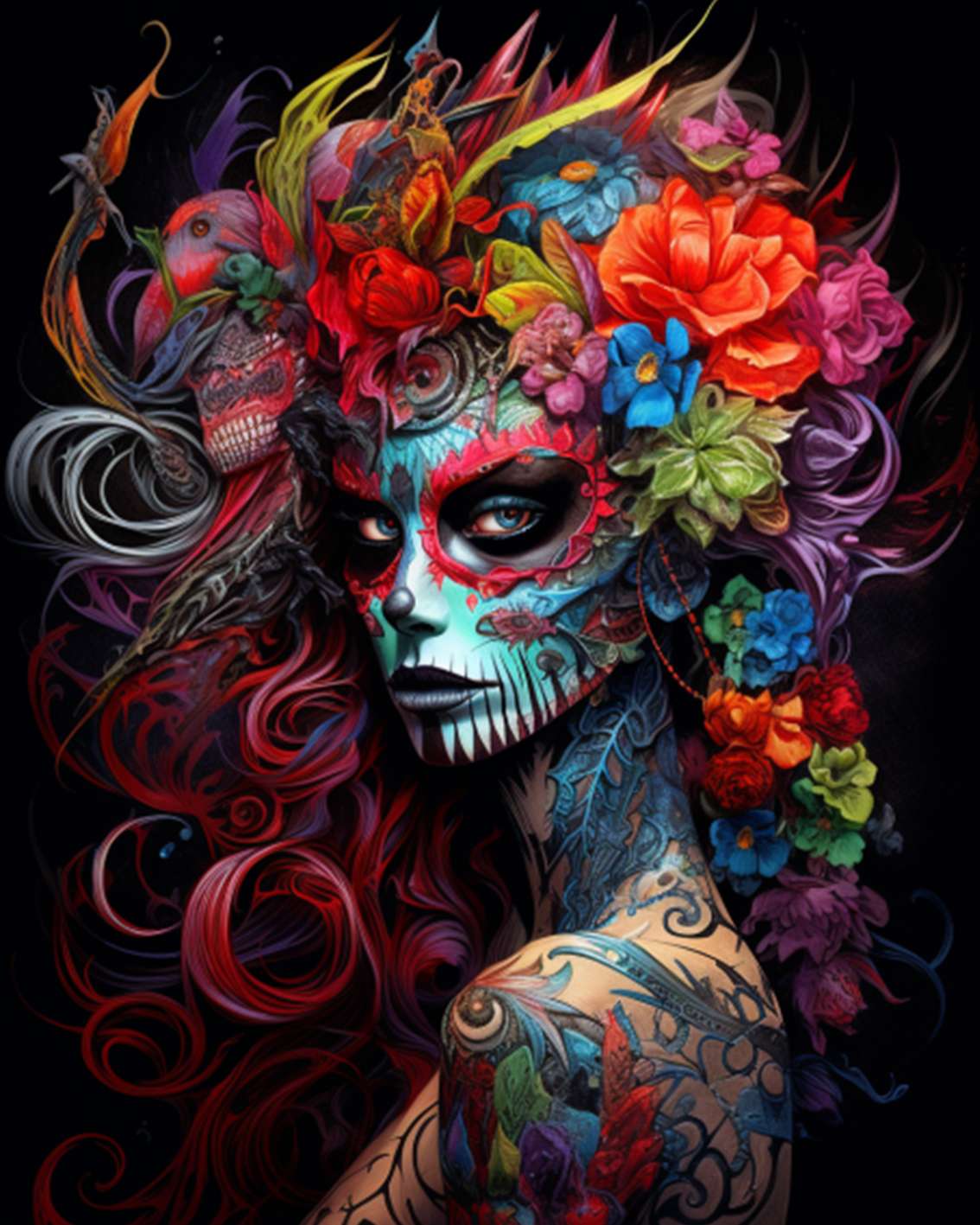 tucocoo-mystical-floral-skull-queen-malen-nach-zahlen-40x50-cm image 2