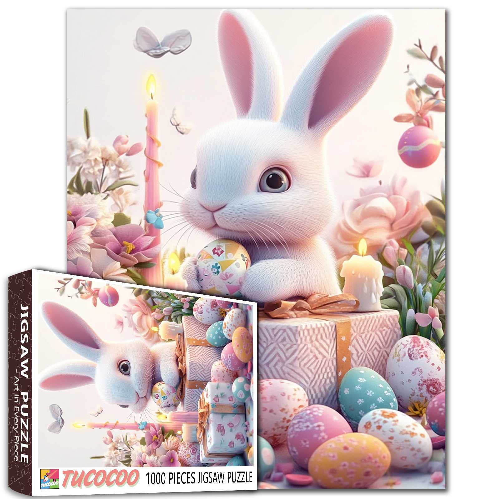 tucocoo-jigsaw-puzzles-osterhase-mit-ostereiern-puzzle-1000-teile image 1