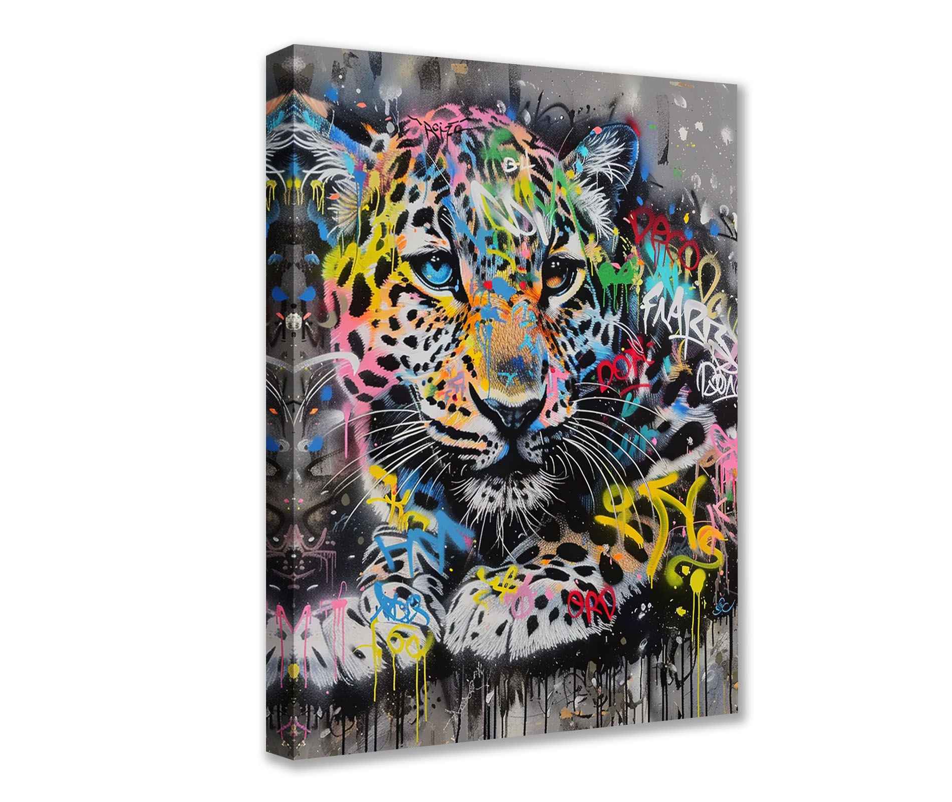 tucocoo-graffiti-leopard-leinwandbild-30x40-ungerahmt-bunt image 1