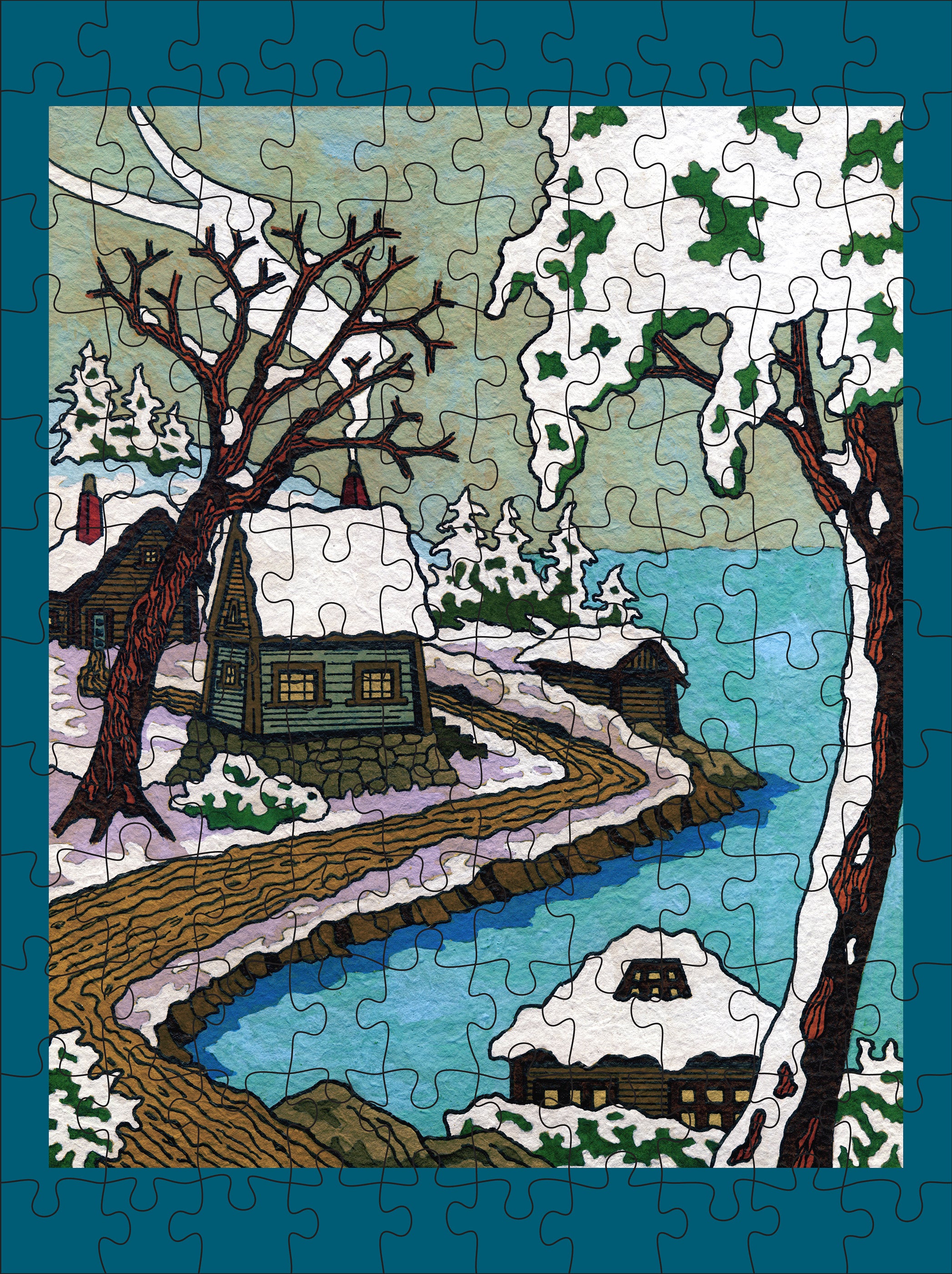 pomegranate-snowy-cabins-120-teile-puzzle-hurley image 3